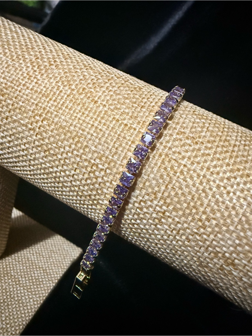 Purple Stone Gold-Plated Tennis Bracelet - Women Jewelry